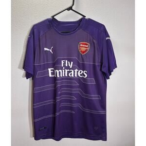 Puma Arsenal Soccer Jersey Purple Fly Emirates Short Sleeve Shirt Men Large